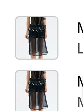 Black Sheer Midi Skirt with Belt Detail